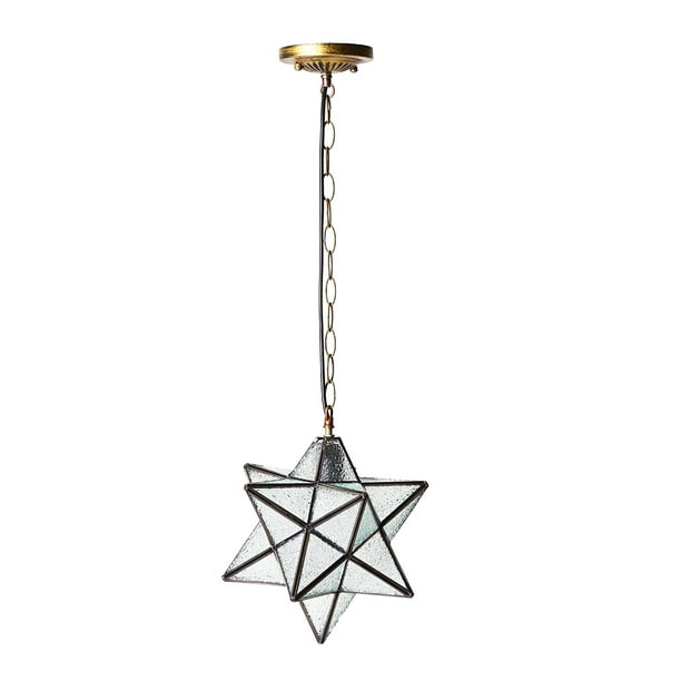 Moravian Star Pendant Light Frosted/&Crystal Metal Glass Shade Lamp Ceiling Light